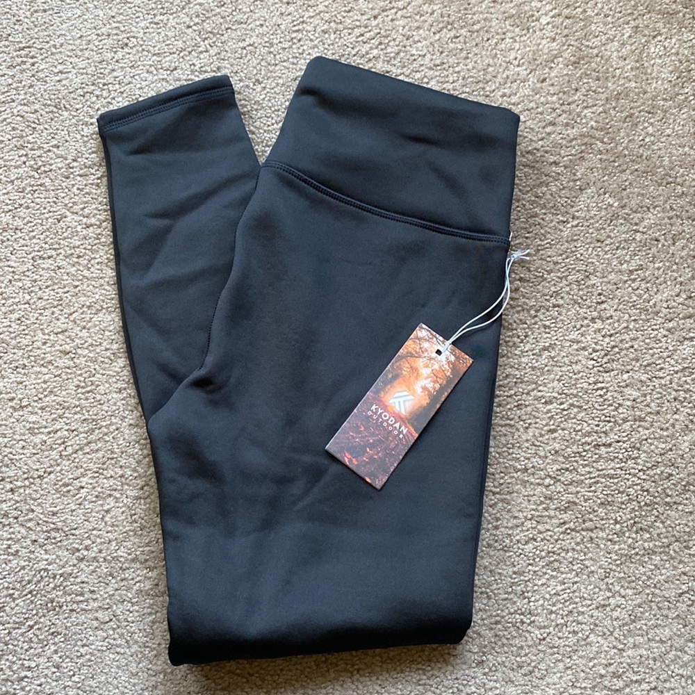 Black fleece lined, high waist, polar leggings for women size large